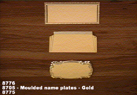 8776, 8705, 8775 - moulded name plates - gold