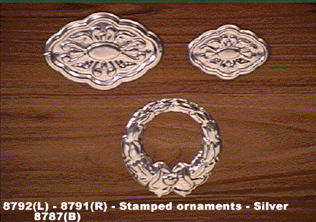 8792, 8791, 8787 - stamped ornaments - silver