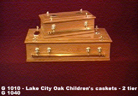 Lake City oak children's caskets - 2 tier