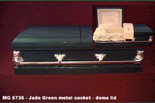 Jade green metal casket - dome lid